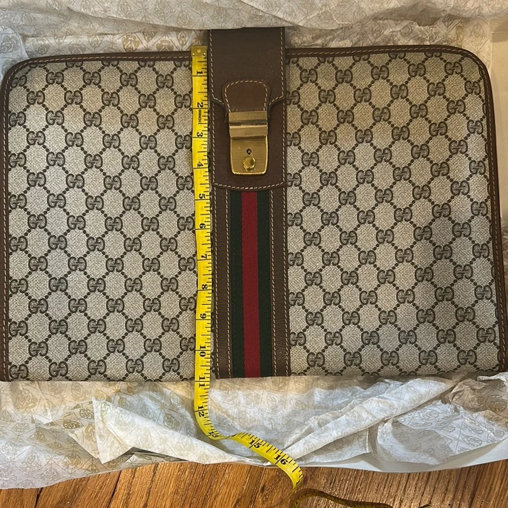 Gucci Brown and Black Briefcase with Signature Design